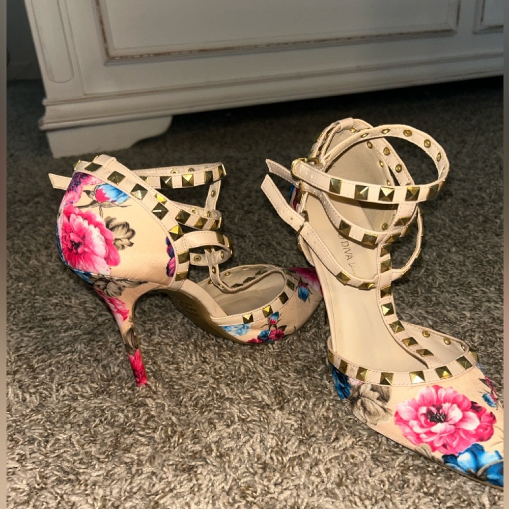 Floral Studded Women's Heels